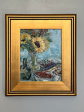 "Sunflower Still-life with Green Bottle" by Nancy Livengood