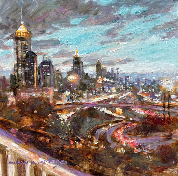"Atlanta by Night; Balcony Room" by Susan D. Waters
